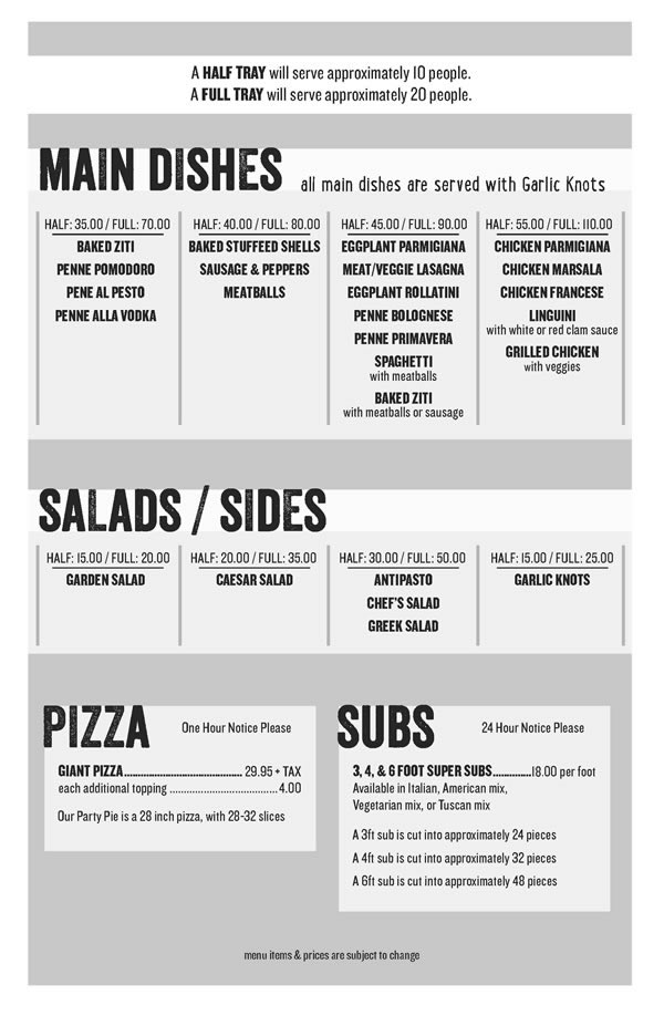 Catering Savona's Pizza